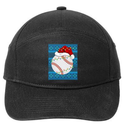 Christmas Baseball Lights Sweater Sports Ugly Baseball Xmas Meaningful Gift 7-Panel Snapback Hat