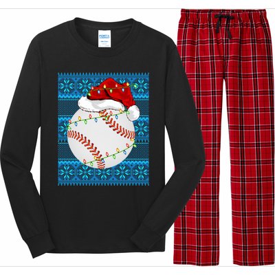 Christmas Baseball Lights Sweater Sports Ugly Baseball Xmas Meaningful Gift Long Sleeve Pajama Set