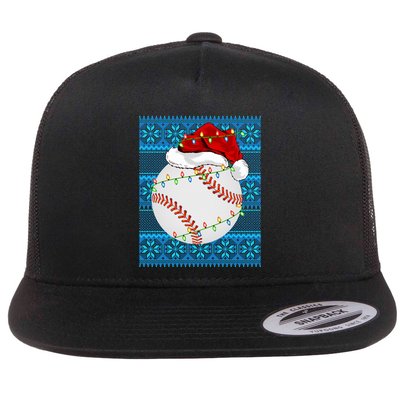 Christmas Baseball Lights Sweater Sports Ugly Baseball Xmas Meaningful Gift Flatbill Hat