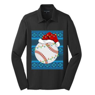 Christmas Baseball Lights Sweater Sports Ugly Baseball Xmas Meaningful Gift Silk Touch Performance Long Sleeve Polo