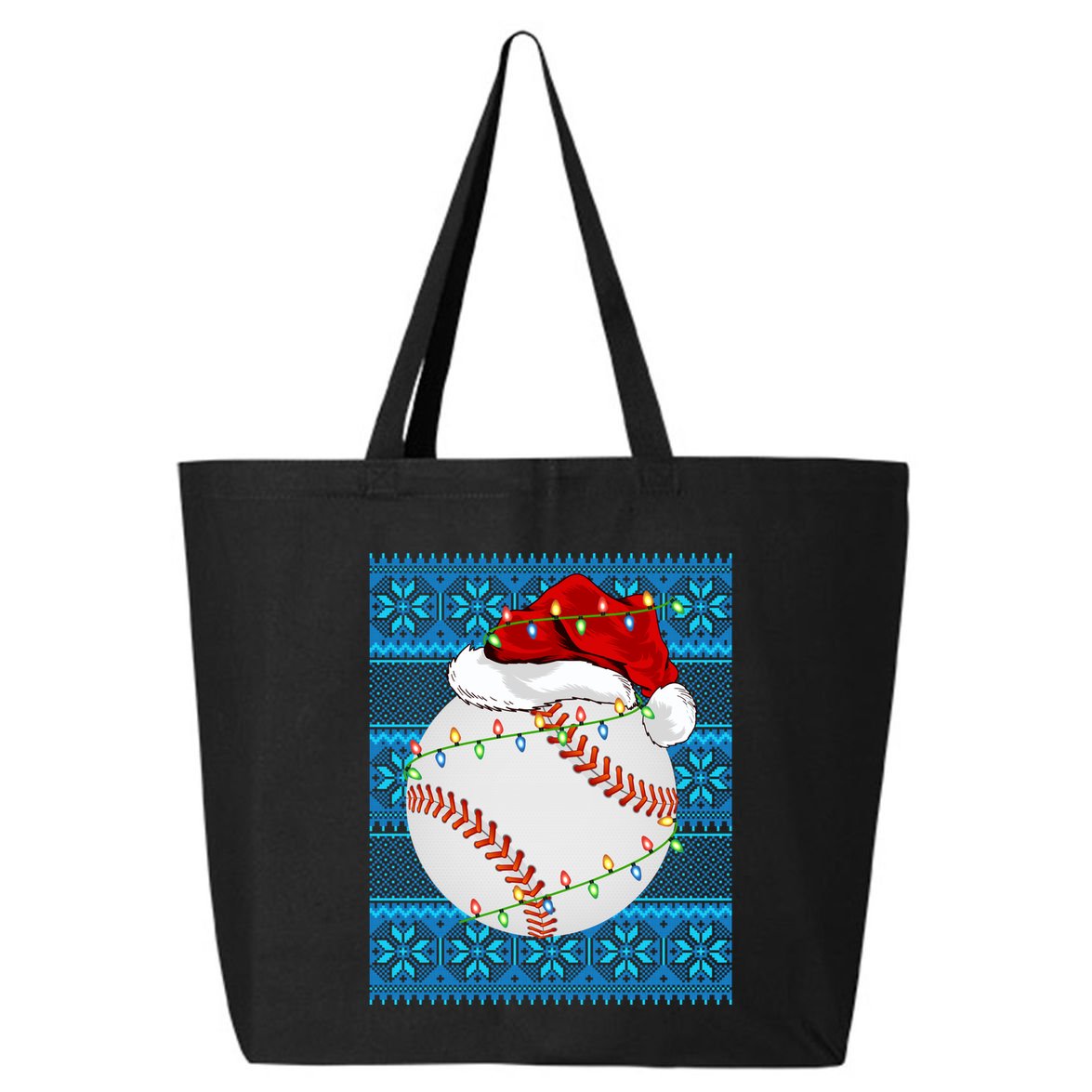 Christmas Baseball Lights Sweater Sports Ugly Baseball Xmas Meaningful Gift 25L Jumbo Tote