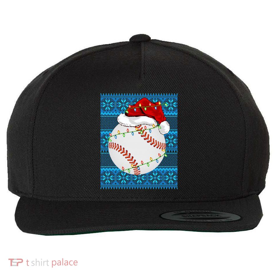 Christmas Baseball Lights Sweater Sports Ugly Baseball Xmas Meaningful Gift Wool Snapback Cap