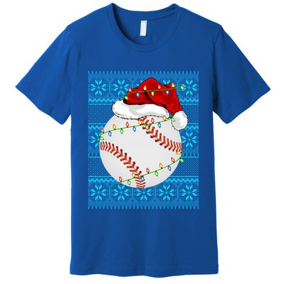 Christmas Baseball Lights Sweater Sports Ugly Baseball Xmas Meaningful Gift Premium T-Shirt