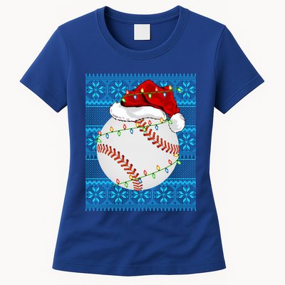 Christmas Baseball Lights Sweater Sports Ugly Baseball Xmas Meaningful Gift Womens T-Shirt