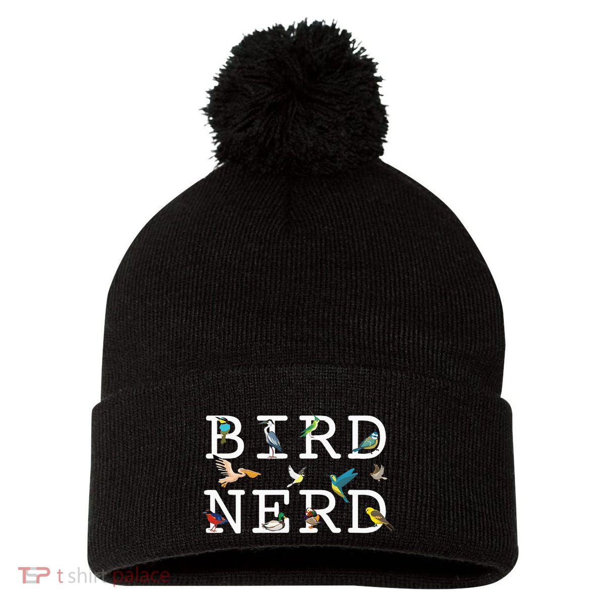 Cool Bird Lover Birdwatching Present Birdwatcher Birder Pom Pom 12in Knit Beanie