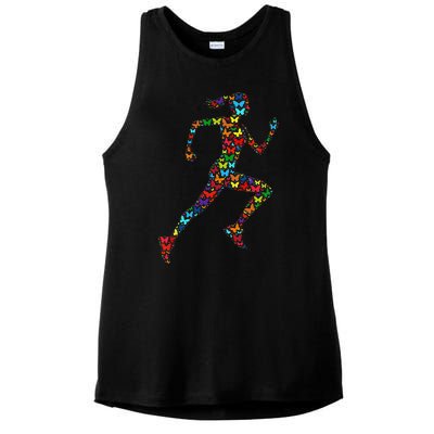 Colorful Butterfly Lover Fitness And Running Ladies PosiCharge Tri-Blend Wicking Tank