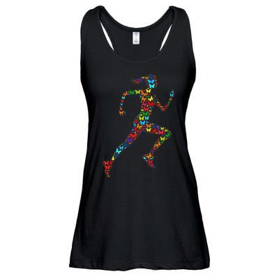 Colorful Butterfly Lover Fitness And Running Ladies Essential Flowy Tank