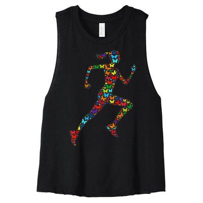 Colorful Butterfly Lover Fitness And Running Women's Racerback Cropped Tank