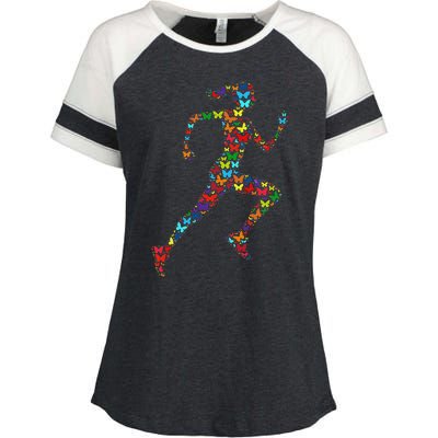 Colorful Butterfly Lover Fitness And Running Enza Ladies Jersey Colorblock Tee