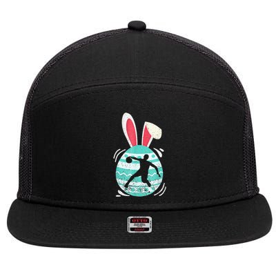 Cute Basketball Lover Easter Eggs Bunny Costume Easter Day 7 Panel Mesh Trucker Snapback Hat