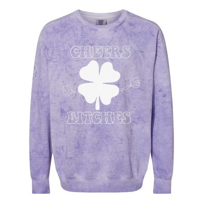 Cheers Bitches Lucky Clover Saint Patrick's Day Irish Colorblast Crewneck Sweatshirt