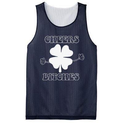 Cheers Bitches Lucky Clover Saint Patrick's Day Irish Mesh Reversible Basketball Jersey Tank