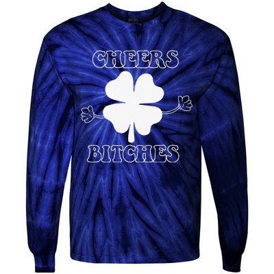 Cheers Bitches Lucky Clover Saint Patrick's Day Irish Tie-Dye Long Sleeve Shirt