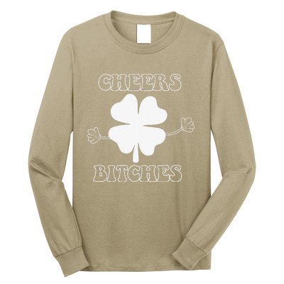 Cheers Bitches Lucky Clover Saint Patrick's Day Irish Long Sleeve Shirt