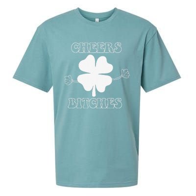 Cheers Bitches Lucky Clover Saint Patrick's Day Irish Sueded Cloud Jersey T-Shirt