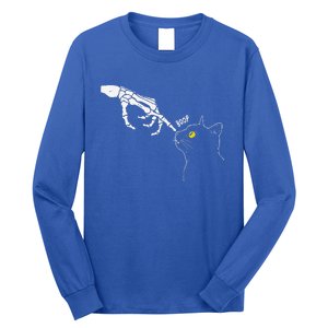 Cat Black Lover Skeleton Hand Boop Funny Halloween Long Sleeve Shirt