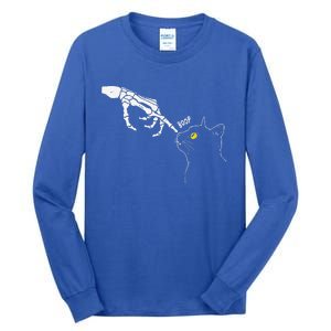 Cat Black Lover Skeleton Hand Boop Funny Halloween Tall Long Sleeve T-Shirt