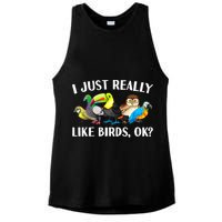 Cool Bird Lover Bird Watcher Nerd Parrot Birds Ladies PosiCharge Tri-Blend Wicking Tank