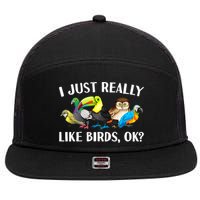 Cool Bird Lover Bird Watcher Nerd Parrot Birds 7 Panel Mesh Trucker Snapback Hat