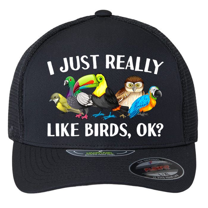 Cool Bird Lover Bird Watcher Nerd Parrot Birds Flexfit Unipanel Trucker Cap
