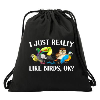 Cool Bird Lover Bird Watcher Nerd Parrot Birds Drawstring Bag