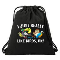 Cool Bird Lover Bird Watcher Nerd Parrot Birds Drawstring Bag