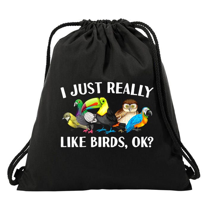 Cool Bird Lover Bird Watcher Nerd Parrot Birds Drawstring Bag