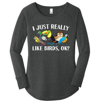 Cool Bird Lover Bird Watcher Nerd Parrot Birds Women's Perfect Tri Tunic Long Sleeve Shirt