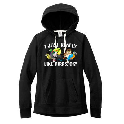 Cool Bird Lover Bird Watcher Nerd Parrot Birds Women's Fleece Hoodie