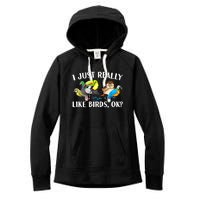 Cool Bird Lover Bird Watcher Nerd Parrot Birds Women's Fleece Hoodie