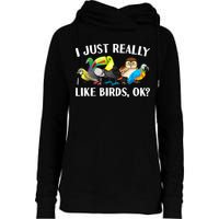 Cool Bird Lover Bird Watcher Nerd Parrot Birds Womens Funnel Neck Pullover Hood