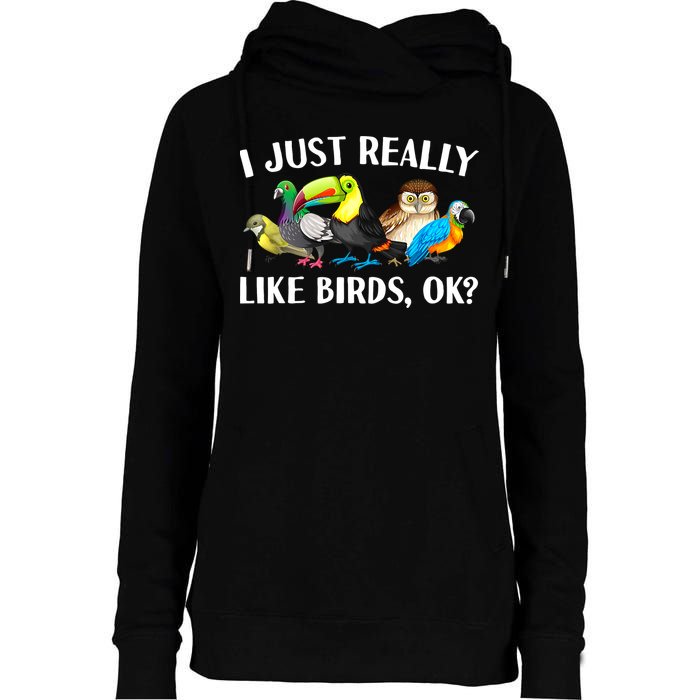Cool Bird Lover Bird Watcher Nerd Parrot Birds Womens Funnel Neck Pullover Hood