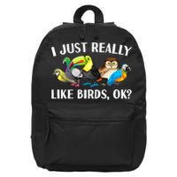 Cool Bird Lover Bird Watcher Nerd Parrot Birds 16 in Basic Backpack