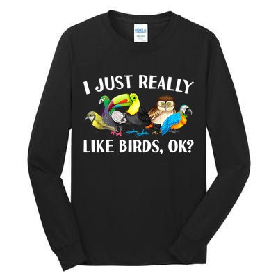 Cool Bird Lover Bird Watcher Nerd Parrot Birds Tall Long Sleeve T-Shirt