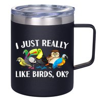 Cool Bird Lover Bird Watcher Nerd Parrot Birds 12oz Stainless Steel Coffee Mug
