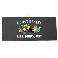 Cool Bird Lover Bird Watcher Nerd Parrot Birds Large Microfiber Waffle Golf Towel