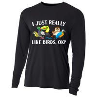 Cool Bird Lover Bird Watcher Nerd Parrot Birds Cooling Performance Long Sleeve Crew