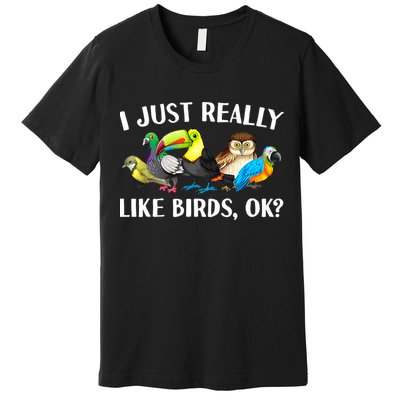 Cool Bird Lover Bird Watcher Nerd Parrot Birds Premium T-Shirt