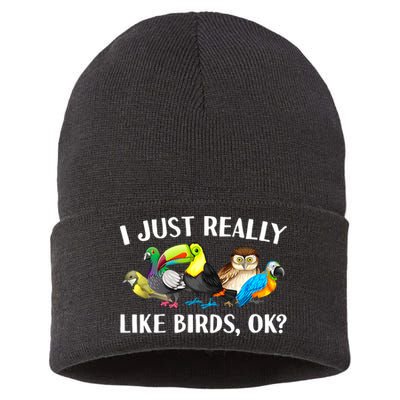 Cool Bird Lover Bird Watcher Nerd Parrot Birds Sustainable Knit Beanie