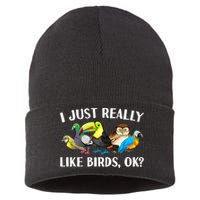 Cool Bird Lover Bird Watcher Nerd Parrot Birds Sustainable Knit Beanie