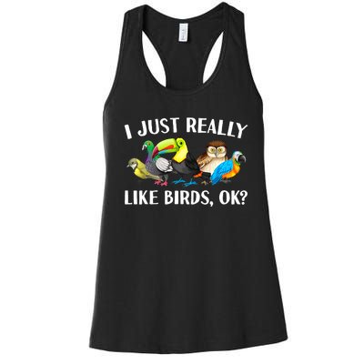 Cool Bird Lover Bird Watcher Nerd Parrot Birds Women's Racerback Tank