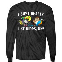 Cool Bird Lover Bird Watcher Nerd Parrot Birds Tie-Dye Long Sleeve Shirt