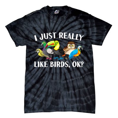 Cool Bird Lover Bird Watcher Nerd Parrot Birds Tie-Dye T-Shirt
