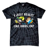 Cool Bird Lover Bird Watcher Nerd Parrot Birds Tie-Dye T-Shirt