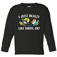 Cool Bird Lover Bird Watcher Nerd Parrot Birds Toddler Long Sleeve Shirt