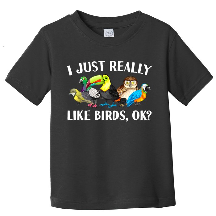 Cool Bird Lover Bird Watcher Nerd Parrot Birds Toddler T-Shirt