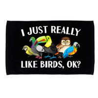 Cool Bird Lover Bird Watcher Nerd Parrot Birds Microfiber Hand Towel