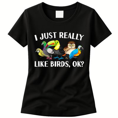 Cool Bird Lover Bird Watcher Nerd Parrot Birds Womens T-Shirt