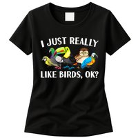 Cool Bird Lover Bird Watcher Nerd Parrot Birds Womens T-Shirt