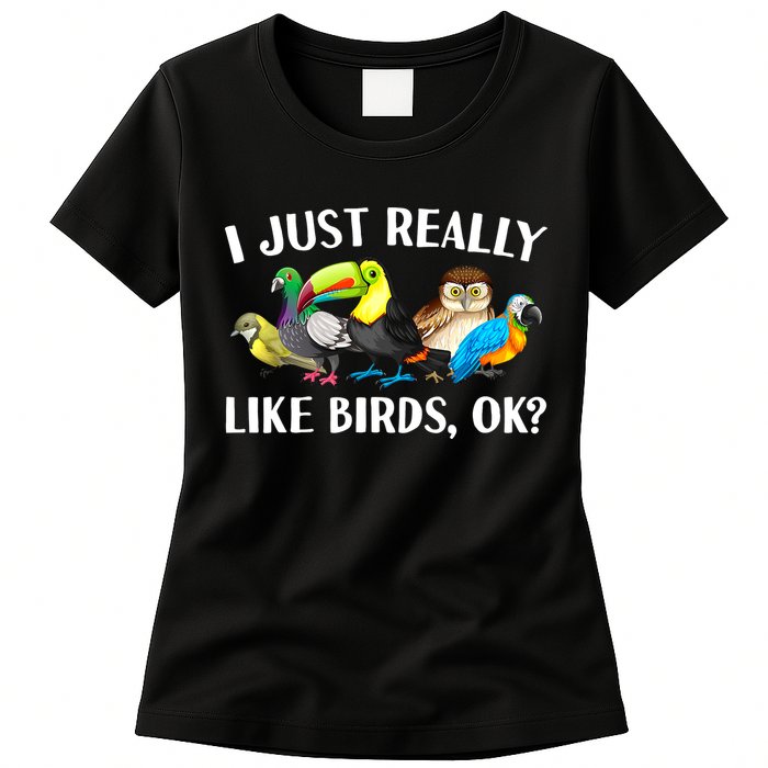Cool Bird Lover Bird Watcher Nerd Parrot Birds Womens T-Shirt